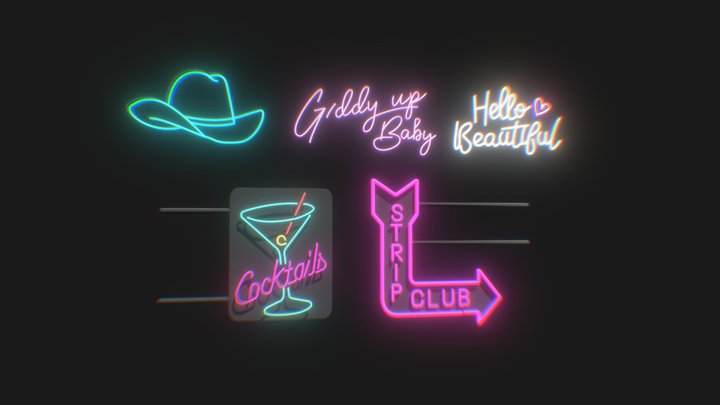 Neon Sign Collection 3D Model