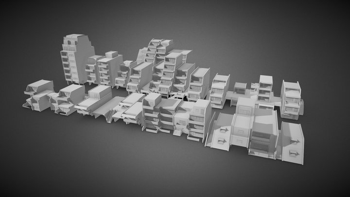 Cyberpunk Buldings Pack – Free 3D Model STL