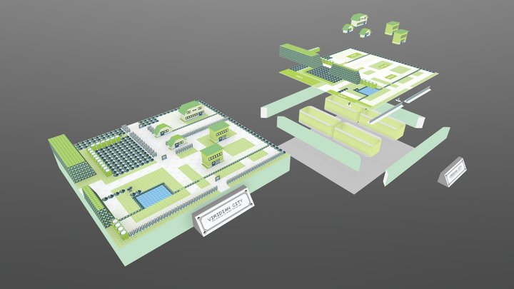 Viridian City // PokéCities Papercraft Model 3D Model