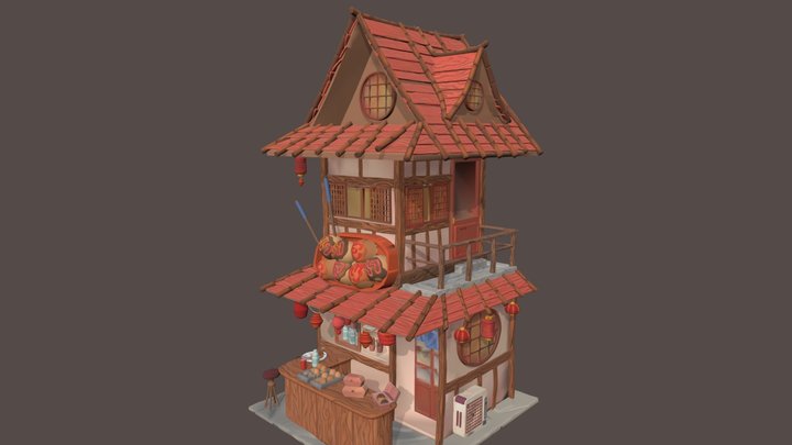 Takoyaki store - sculpting 3D Model