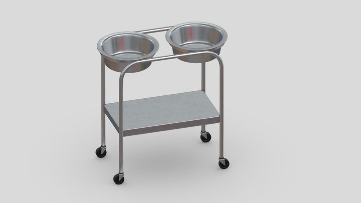 Medical Double Basin with storage PBR 3D Model