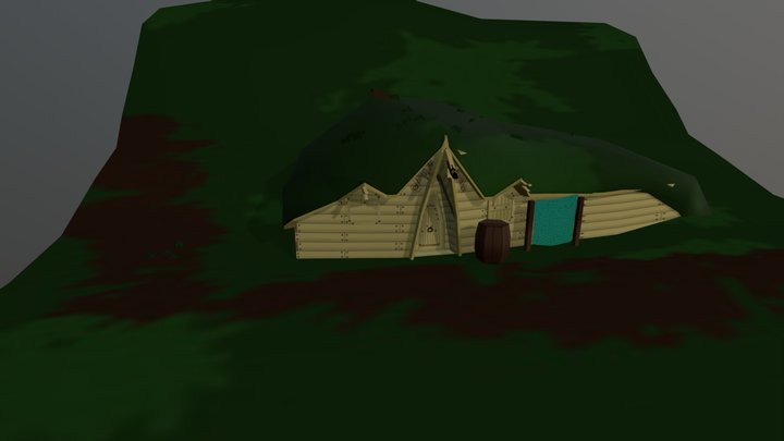 Grass Roof Viking Styled Hut. 3D Model