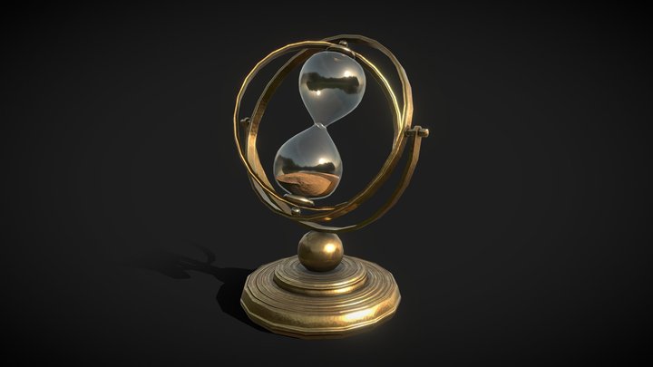 Rotating Vintage Hourglass - low poly 3D Model