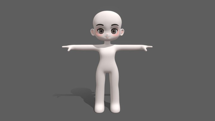 Base Model Chibi Cartoon Character 3D Model