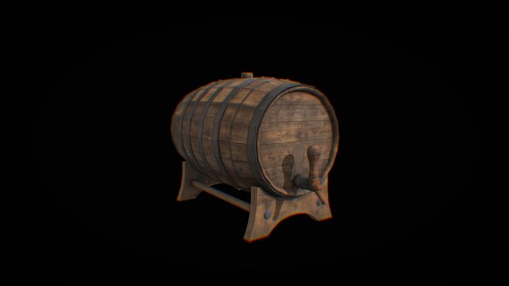 Old Barrel of Brew 3D Model