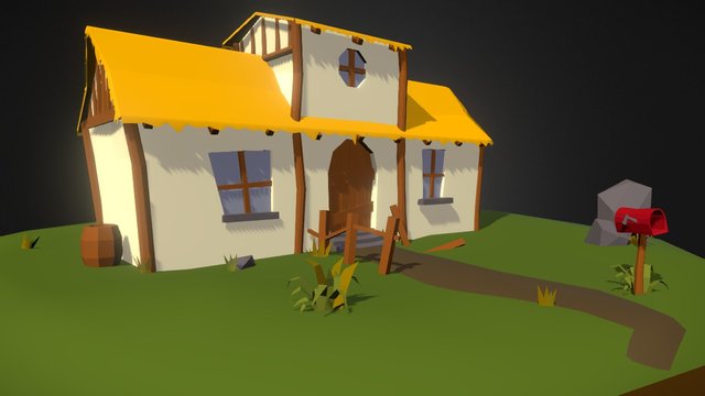 LowPoly Cartoonish House 3D Model