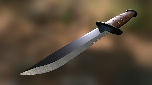 Clippoint Bowie Survival Knife 3D Model