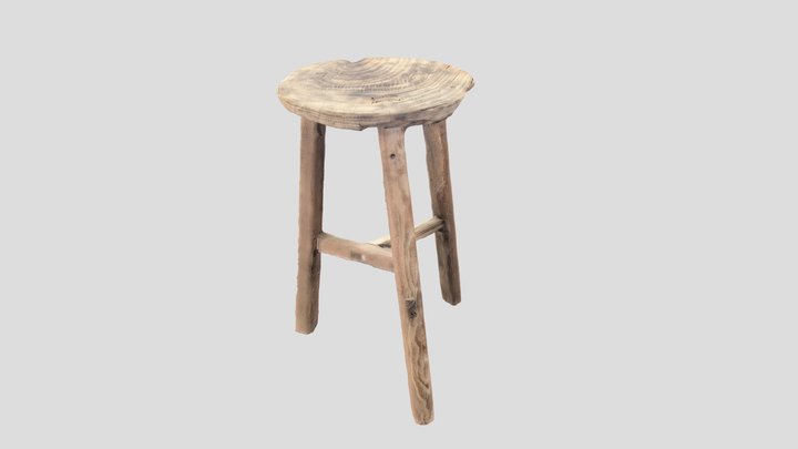 Handmade Wooden Stool 3D Model