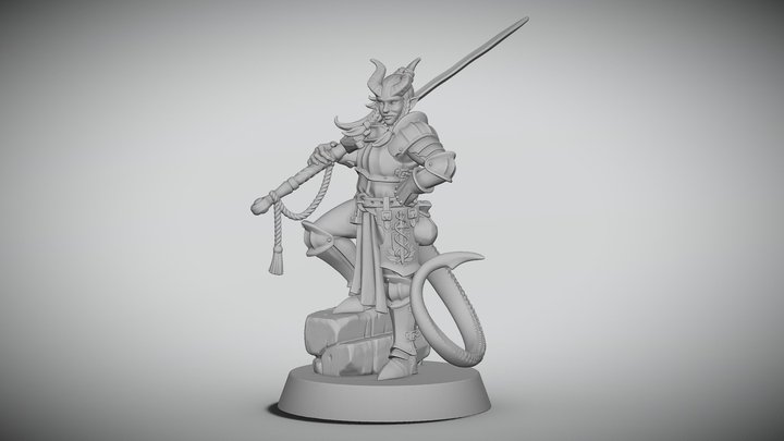 Tiefling Paladin Miniature 3D Model