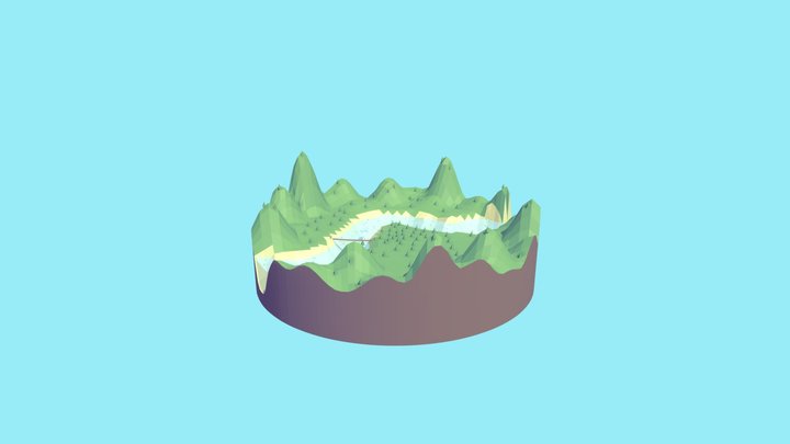 cozy low poly shark river 3D Model