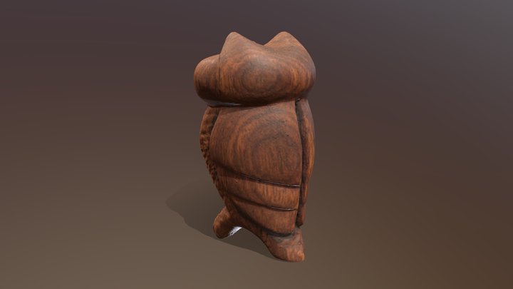 Gufo in legno intagliato a mano 3D Model