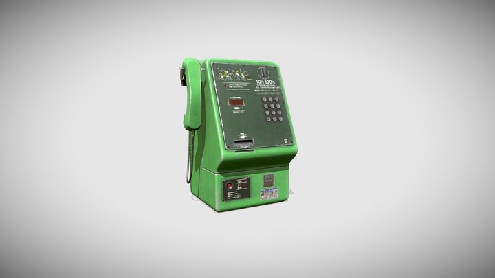 Old Green Payphone 3D Model