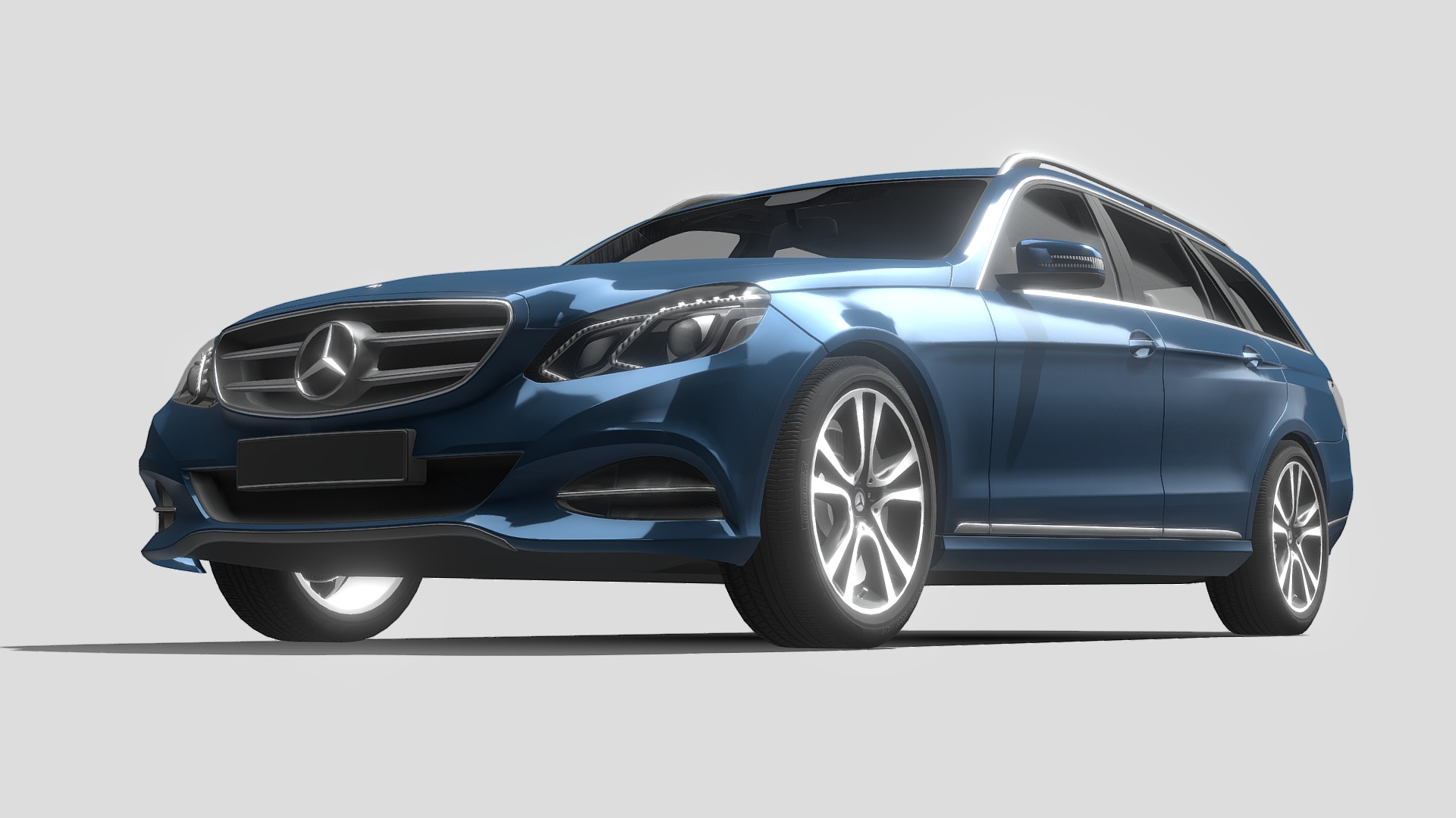 3D model Mercedes Benz E class T-model 2014 Model - This is a 3D model of the Mercedes Benz E class T-model 2014 Model. The 3D model is about a blue car with a white background.