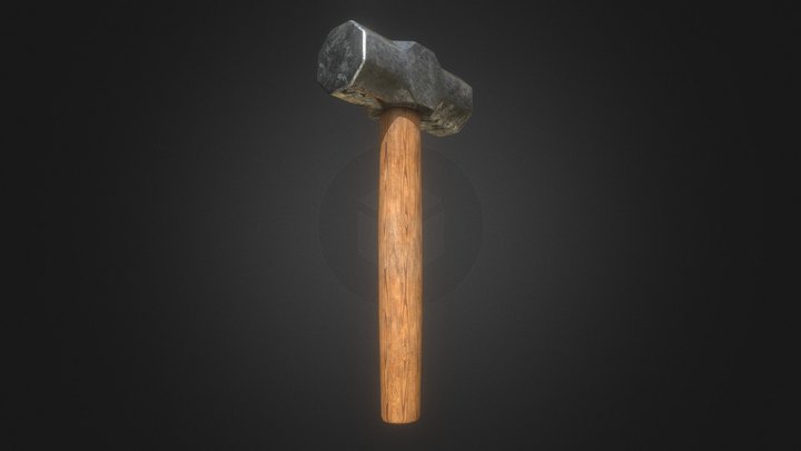 3D rendering of hammer hand tool on white background. 3D rendering