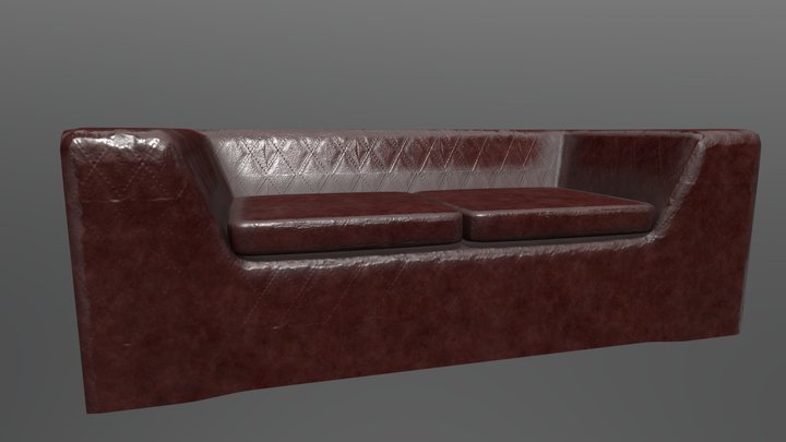 Large Leather Sofa 3D Model
