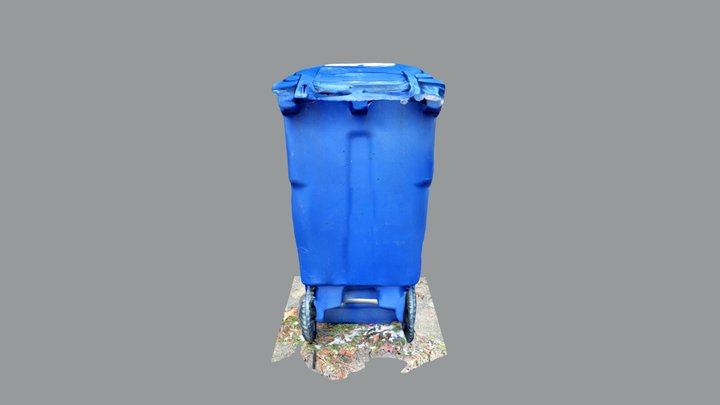 Blue Recycling Bin 3D Model