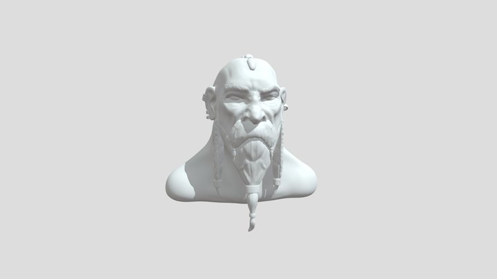 Dwarf Warrior Bust 3D Model