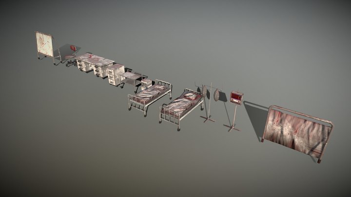Hospital Props Horror themed 3D Model