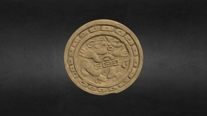 Disco de piedra con un jeroglífico en relieve. 3D Model