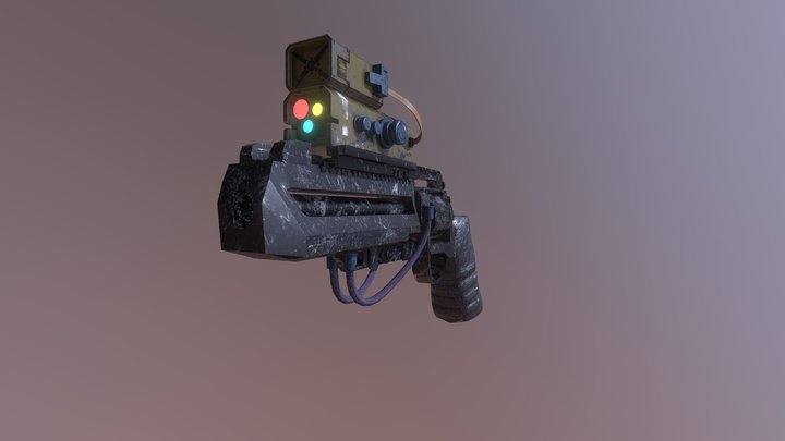 sci-fi Revolver free game ready asset 3D Model