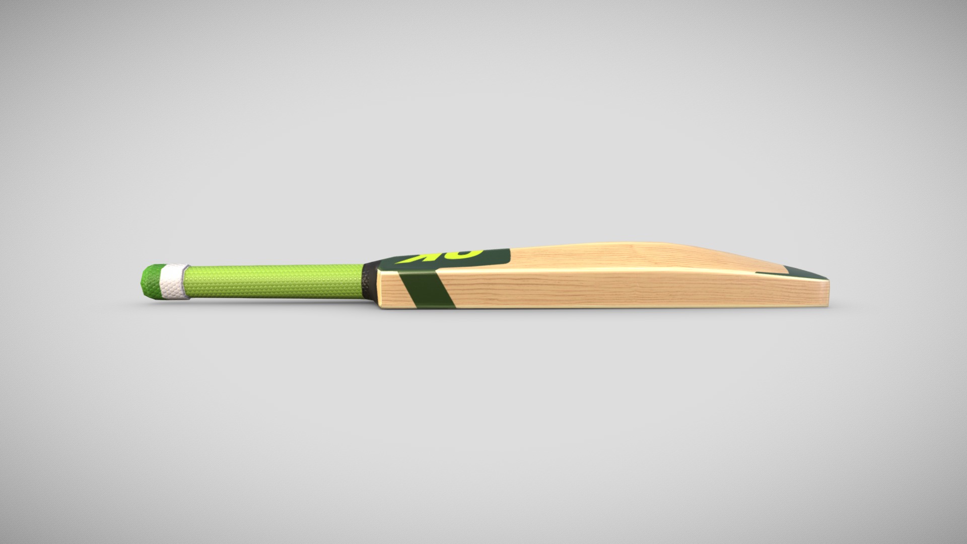 3D model cricket bat - This is a 3D model of the cricket bat. The 3D model is about a pencil with a green tip.