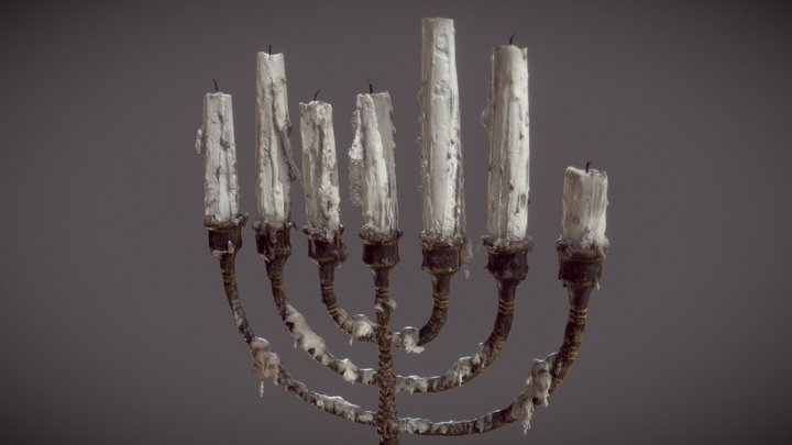 Menora with candles 3D Model