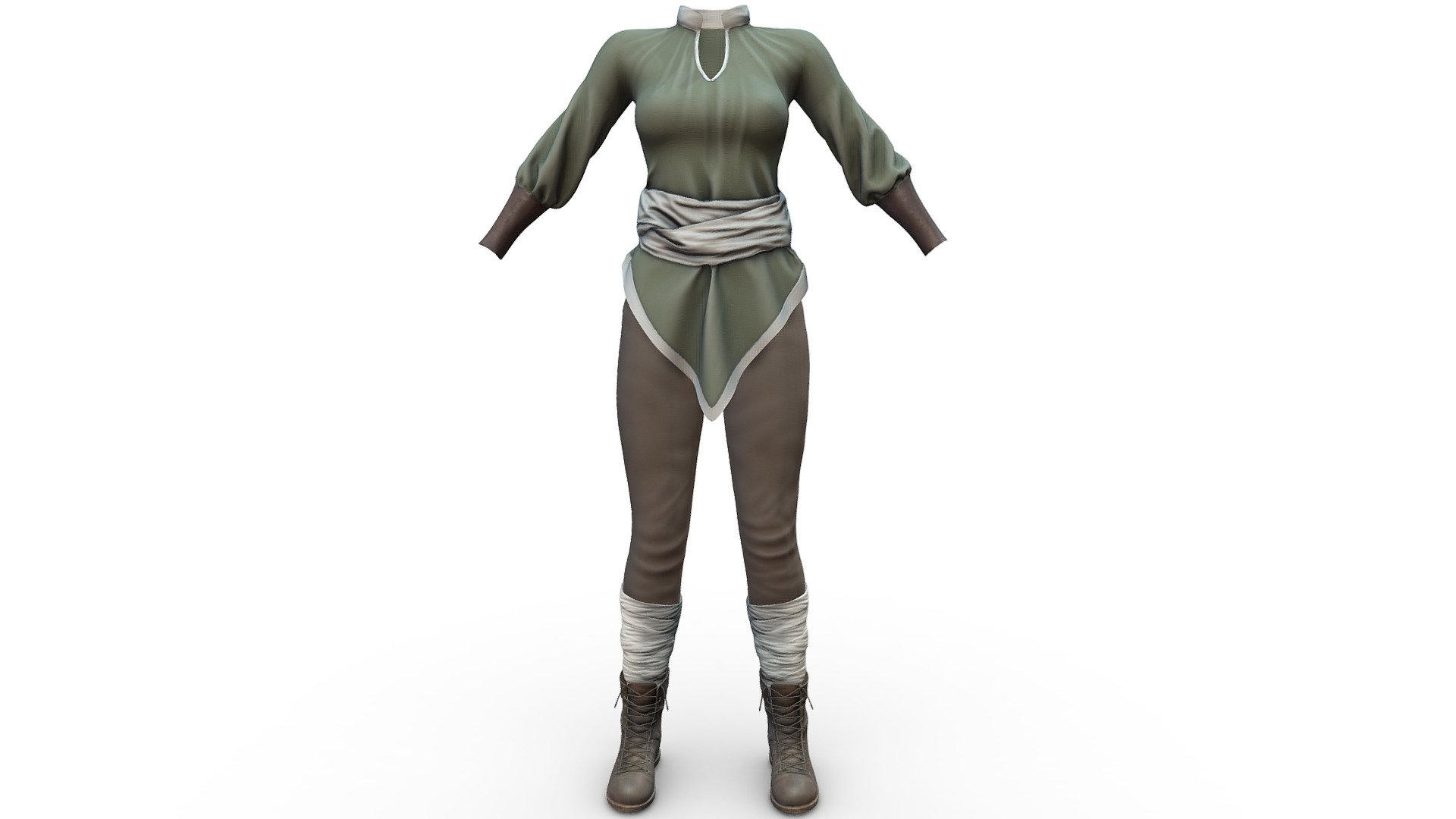 Female Fantasy Tunic Boots Pants Outfit - Buy Royalty Free 3D model by ...