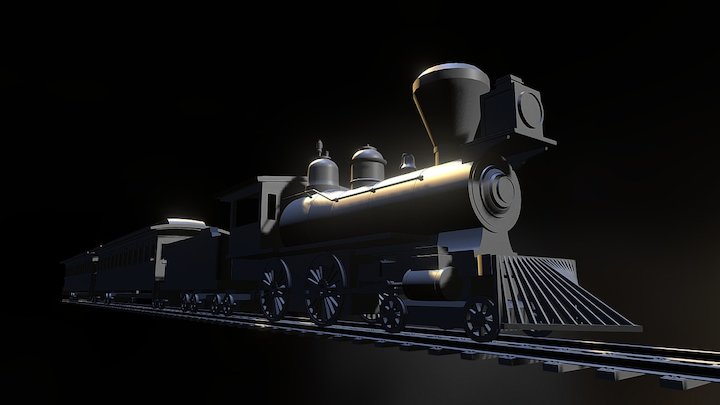 4-4-0 American Type Steam Locomotive 3D Model