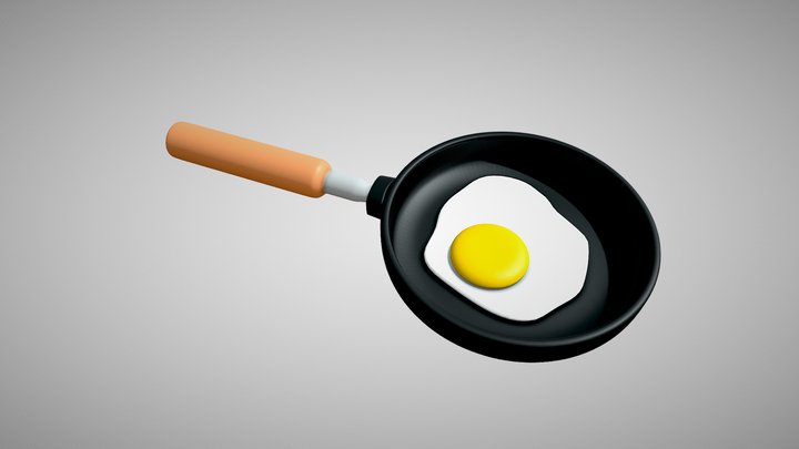 pan with an egg 3D Model