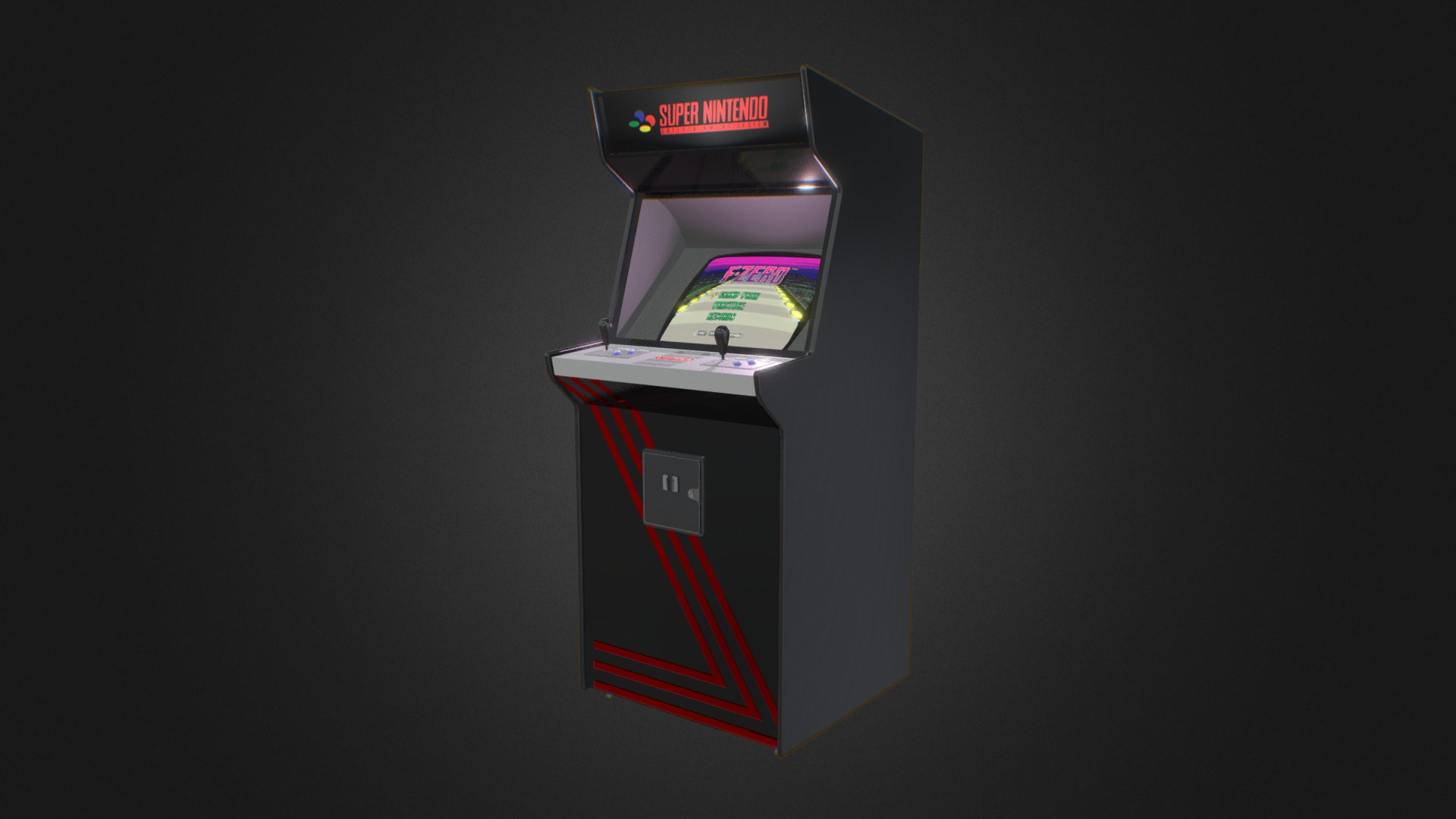 3D model Vintage Nintendo arcade cabinet - This is a 3D model of the Vintage Nintendo arcade cabinet. The 3D model is about a machine with a screen.