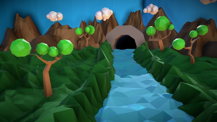 Low Poly Landscape 3D Model