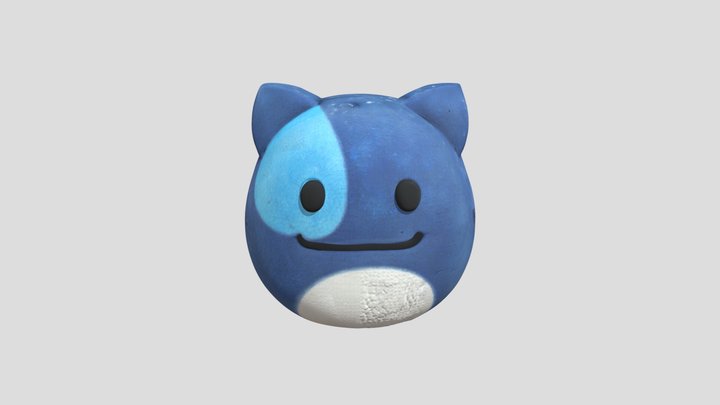 Blue Cat Face Emoji 3D Model