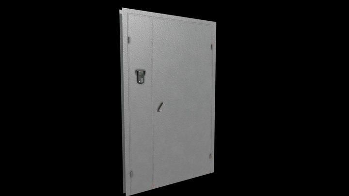 Metal door with intercom || Gameready PBR 3D Model