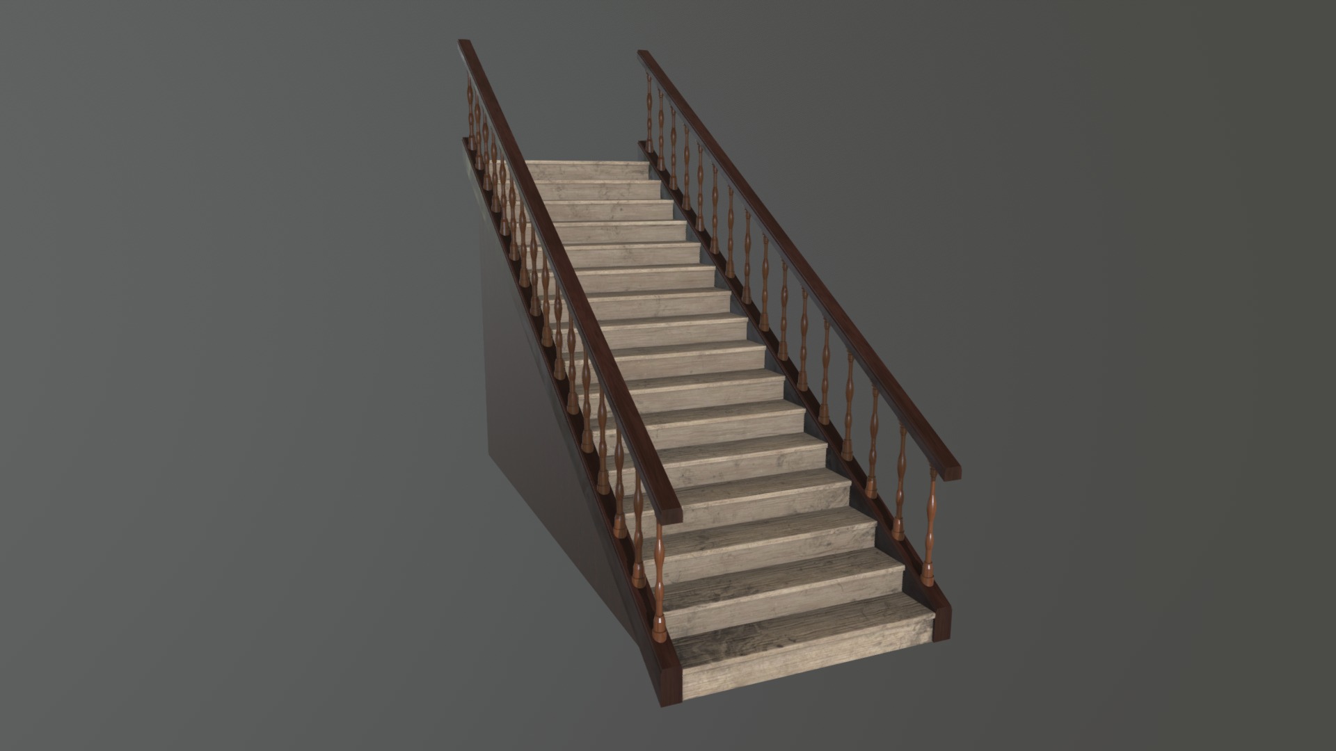 3D model Stairway - This is a 3D model of the Stairway. The 3D model is about a staircase with a railing.