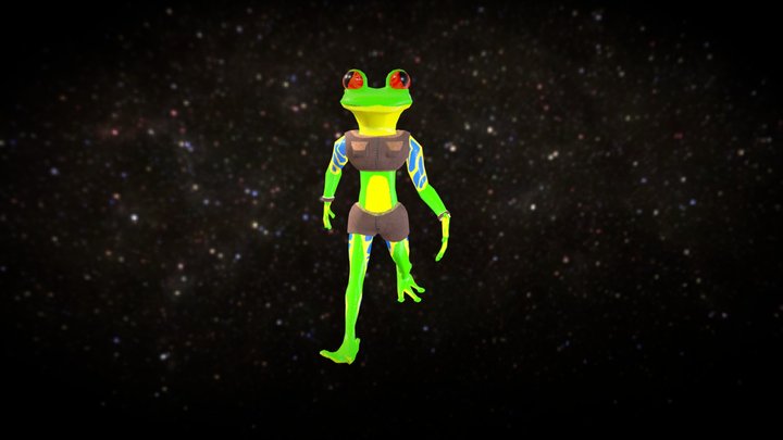 3D Character Frog Walk 3D Model