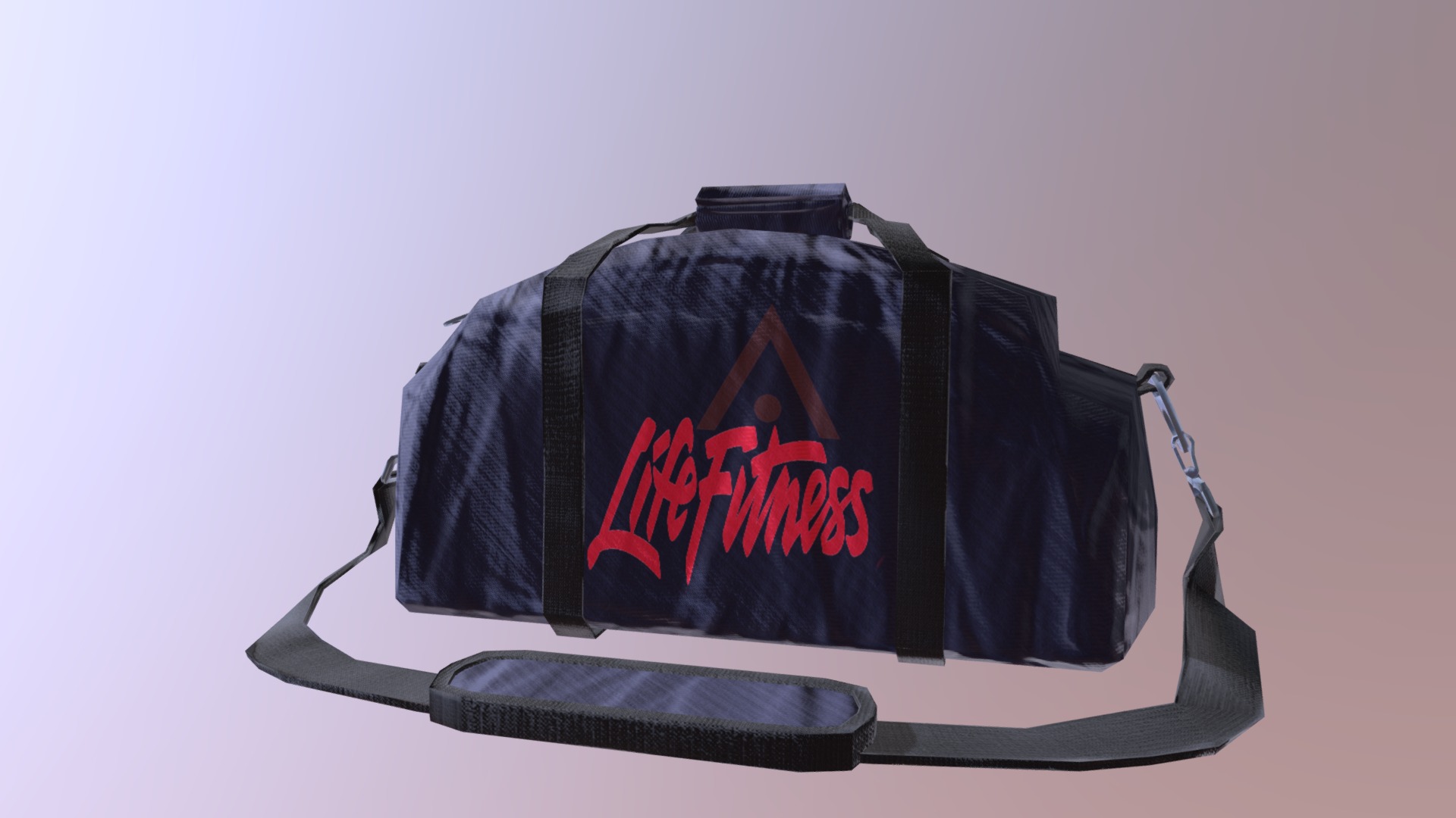 3D model Sport Bag - This is a 3D model of the Sport Bag. The 3D model is about a black backpack with a red logo.