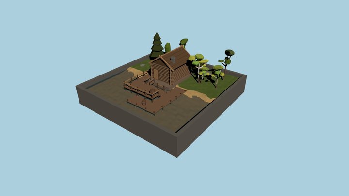 LowPoly Fisherman Hut 3D Model