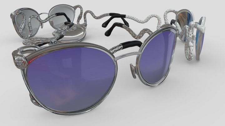 Glasses Viper Silver 3D Model