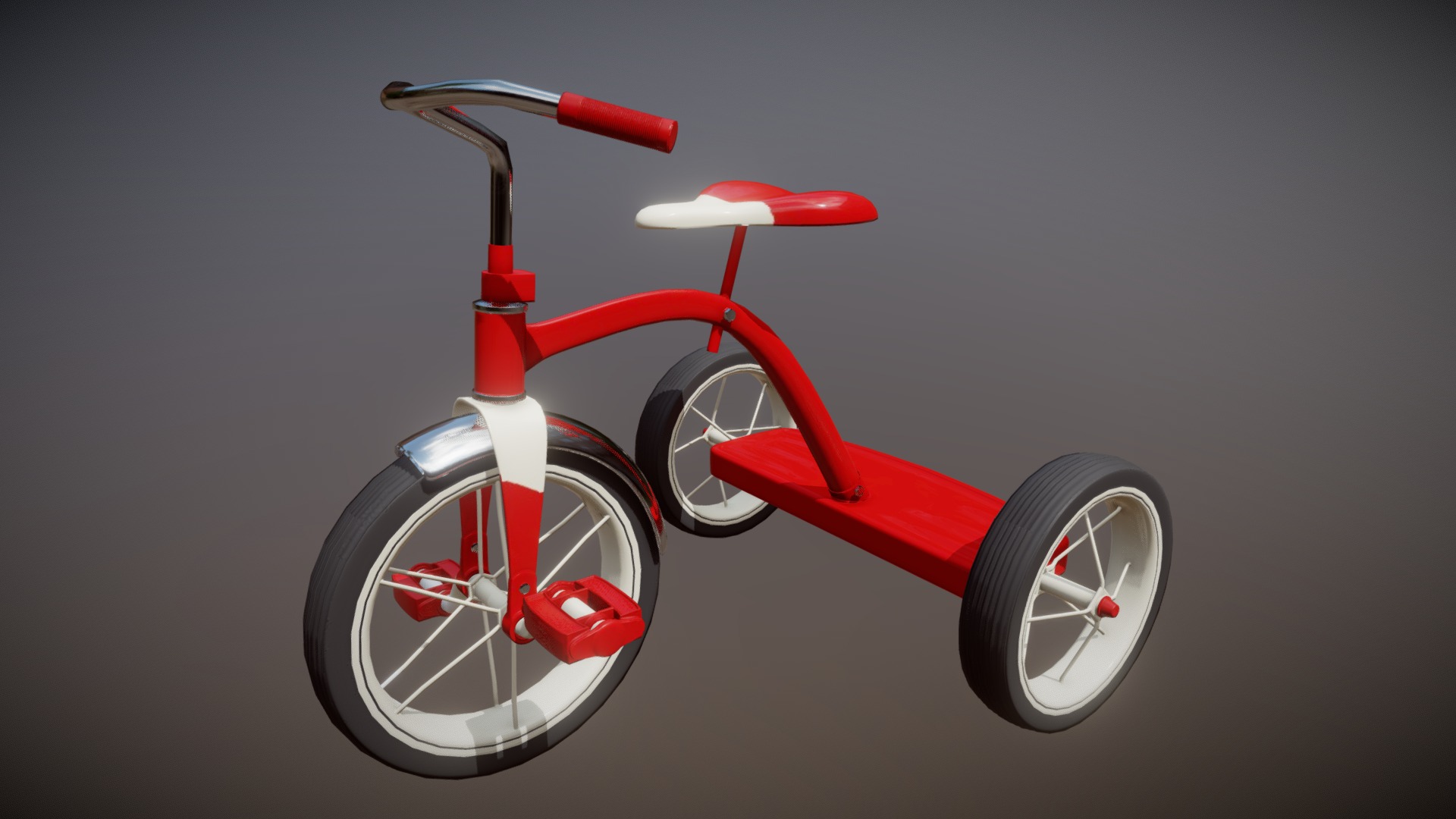 3D model Tricycle - This is a 3D model of the Tricycle. The 3D model is about a red and white bicycle.