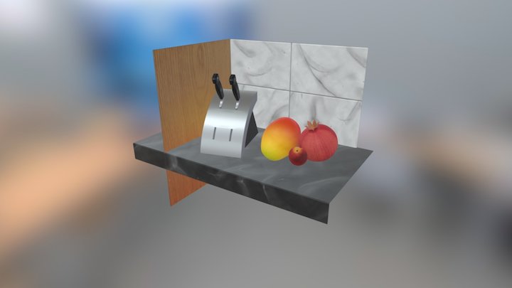 Modern Kitchen Fruit Scene 3D Model