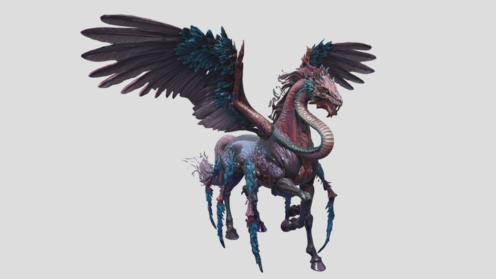 Mythic Serpent Pegasus – Elegant Fantasy Beast