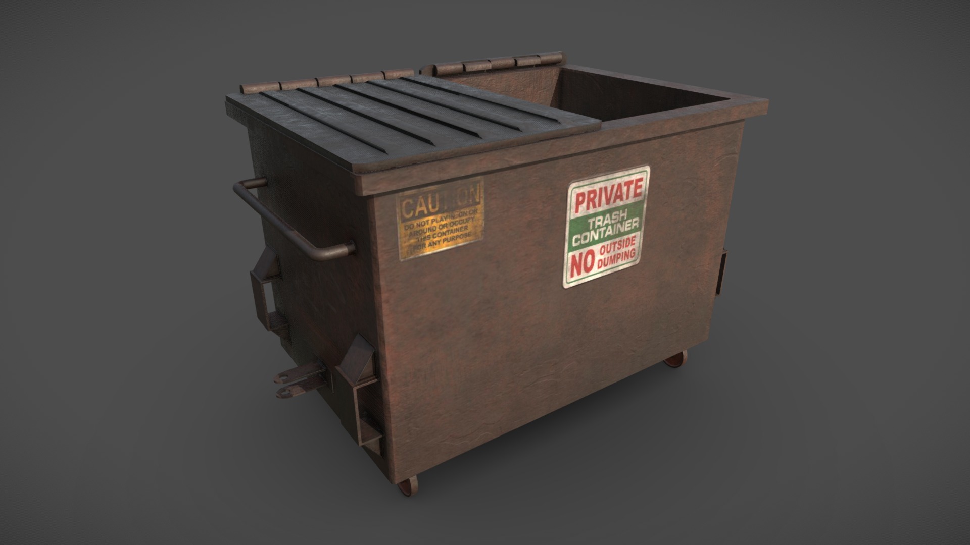 3D model Garbage Bin - This is a 3D model of the Garbage Bin. The 3D model is about a small metal box.