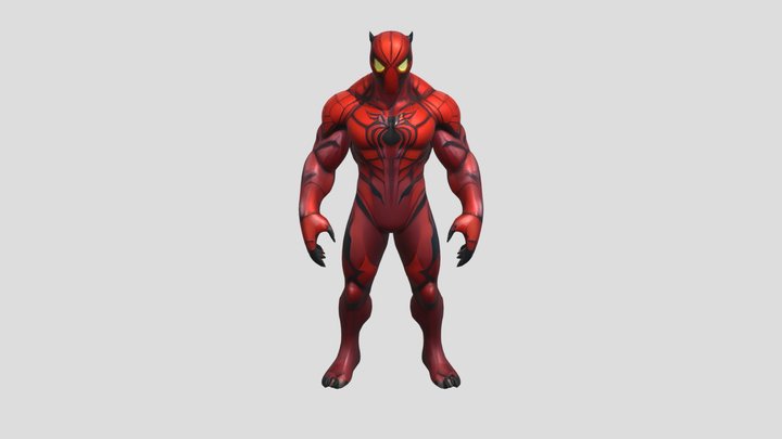 Red-superhero-like-character-with-black-web-pat 3D Model