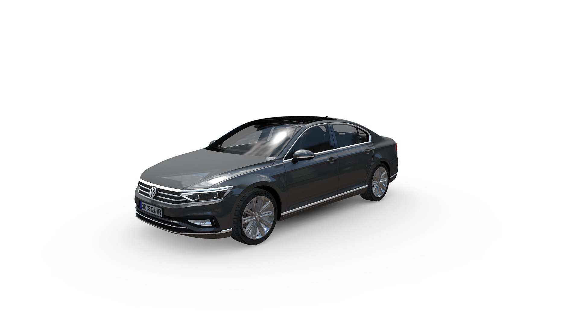 3D model Volkswagen Passat 2020 - This is a 3D model of the Volkswagen Passat 2020. The 3D model is about a black car with a white background.