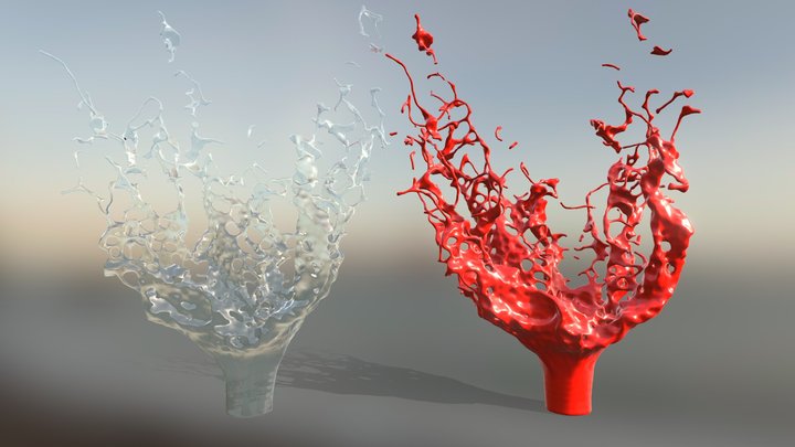 Freeze Water and Paint Splash 3D Model