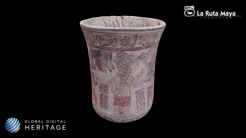Polychrome Vase with 6 characters