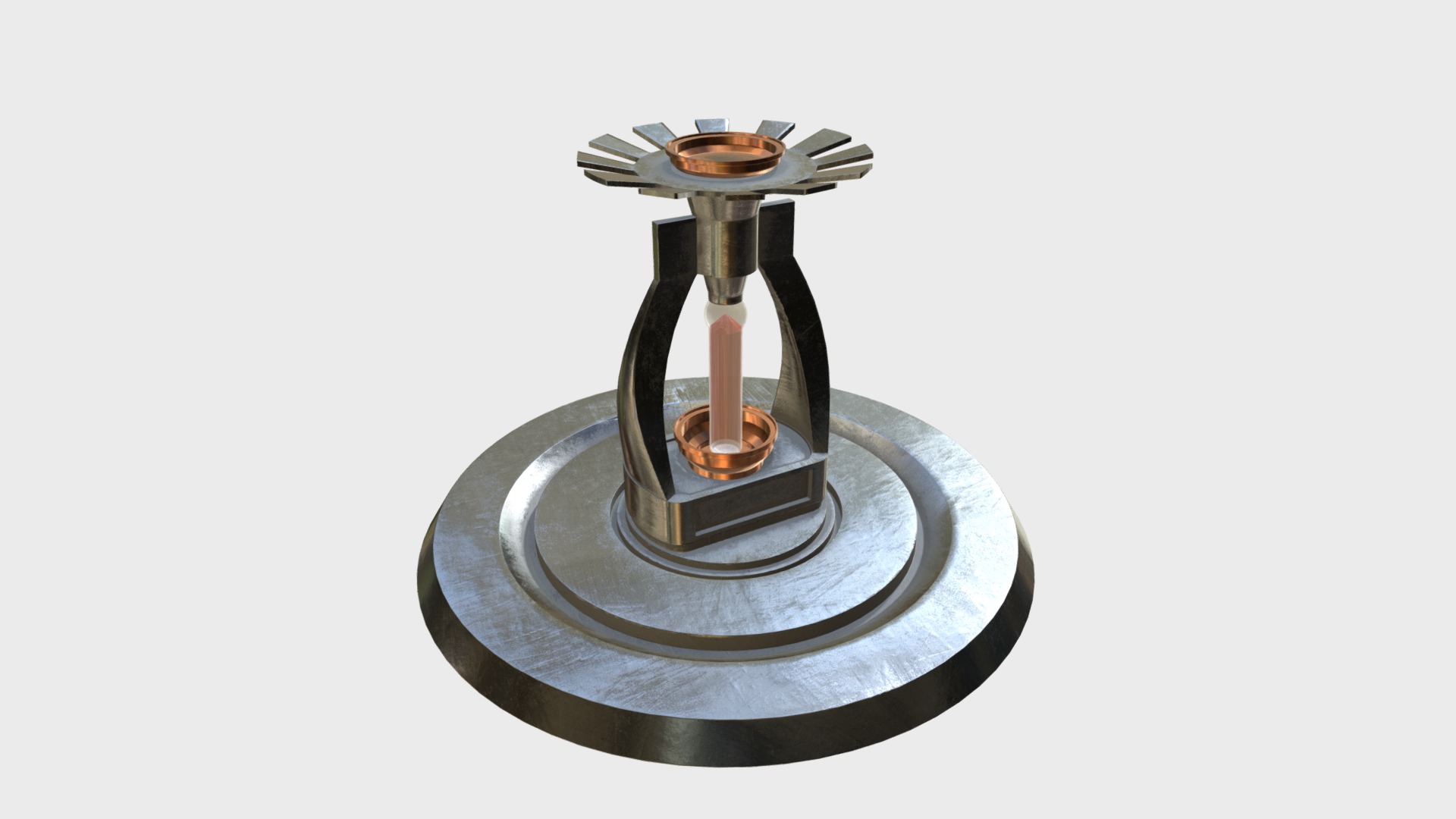 3D model Fire sprinkler head - This is a 3D model of the Fire sprinkler head. The 3D model is about a silver and black trophy.