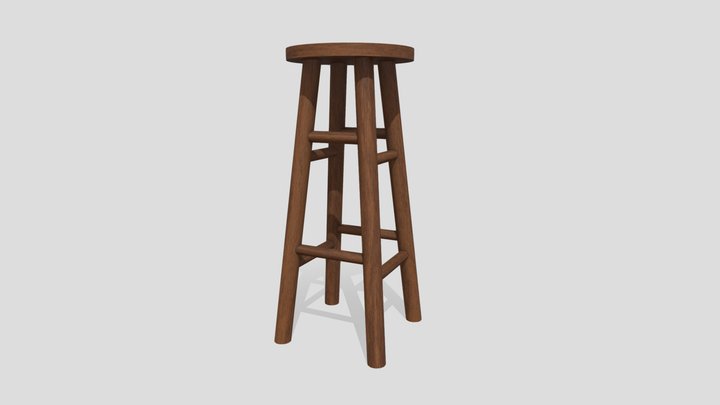 wooden stool 3D Model