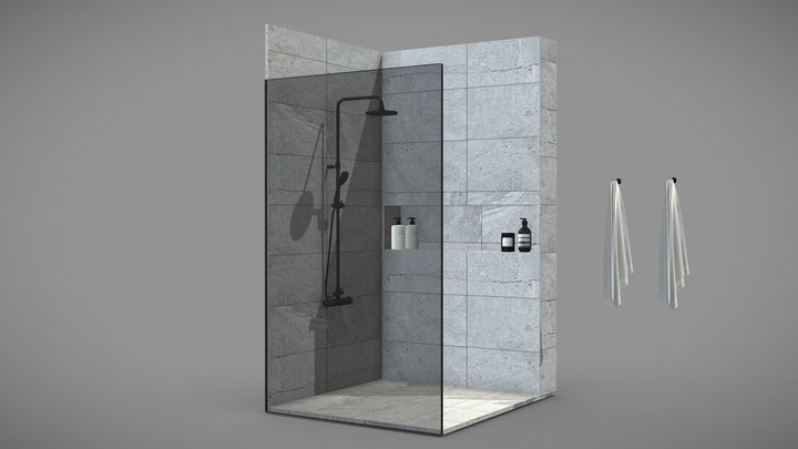 White Small and Big Towel Hanging on Hook - hang shower bath towels 3D  Model in Other 3DExport