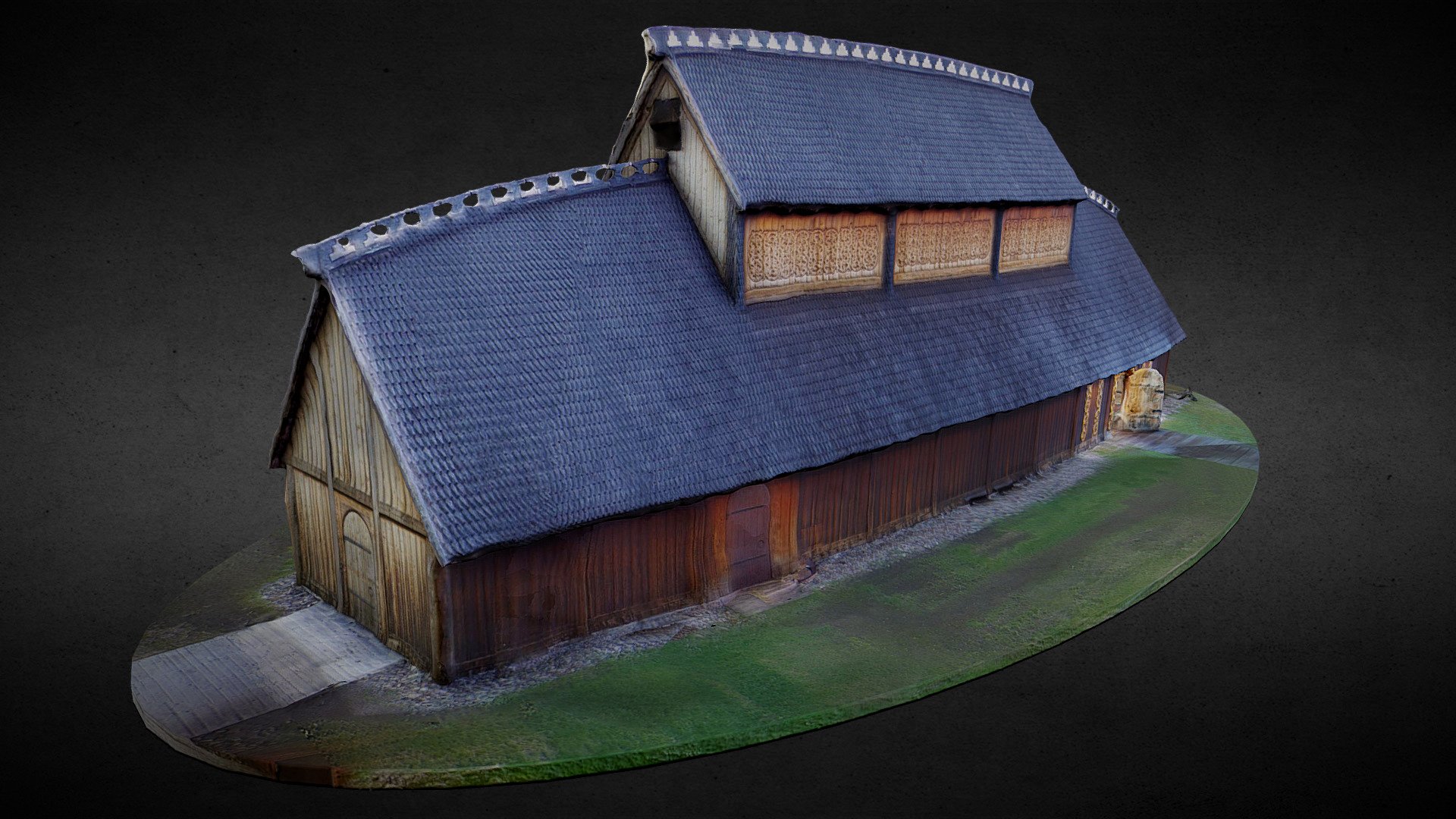 Viking mead hall (Borre gildehallen) Download Free 3D model by Mario